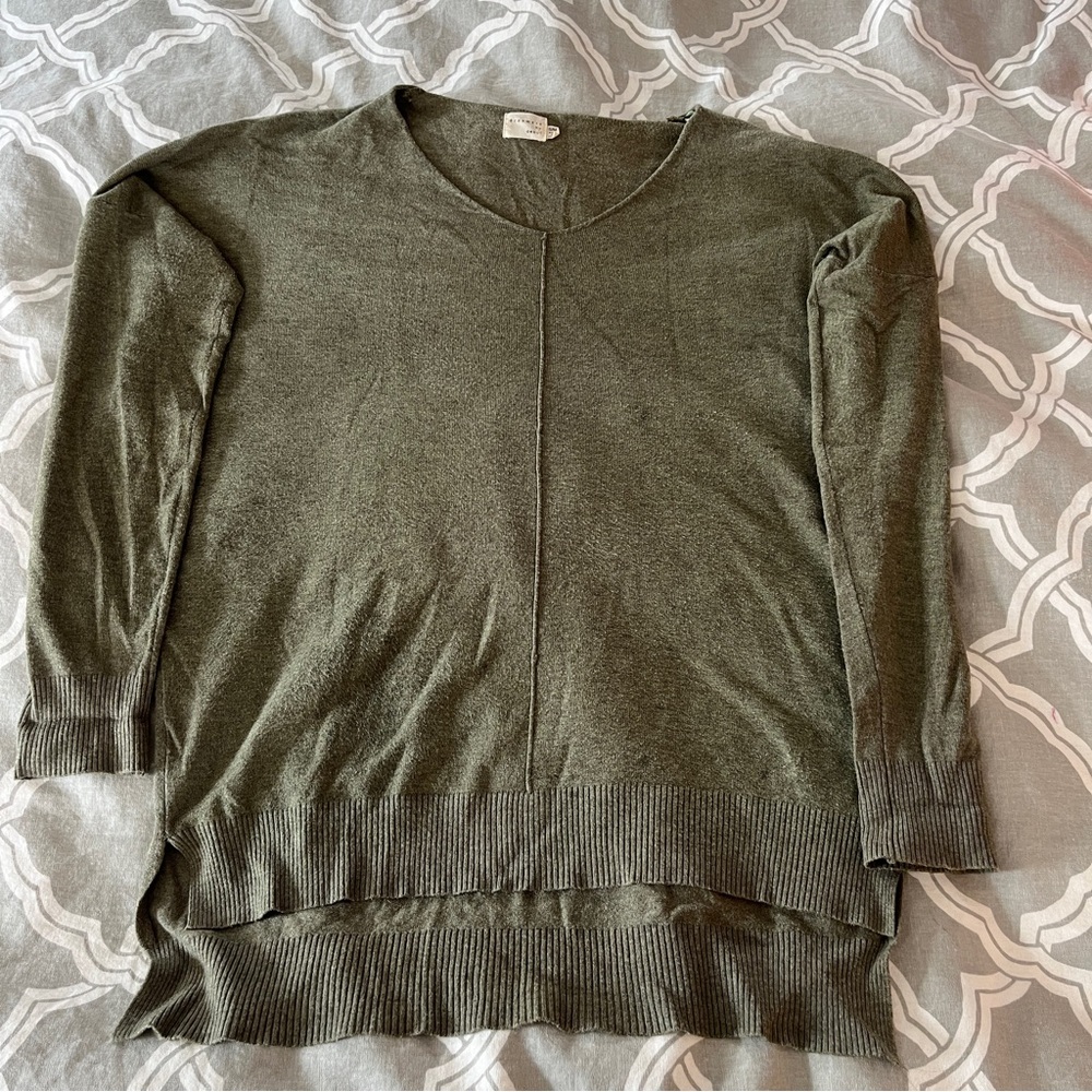 Olive Green V-Neck Sweater